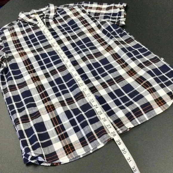 The North Face Mens Navy Blue Plaid Short Sleeve Button-Down Shirt Size Medium - Picture 4 of 12